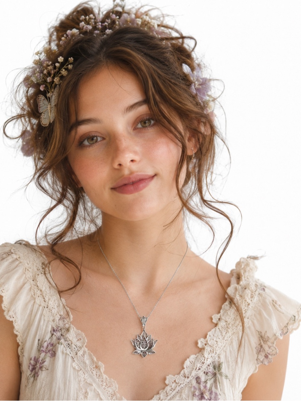 Silver Lotus Pendant Necklace - Jewelry